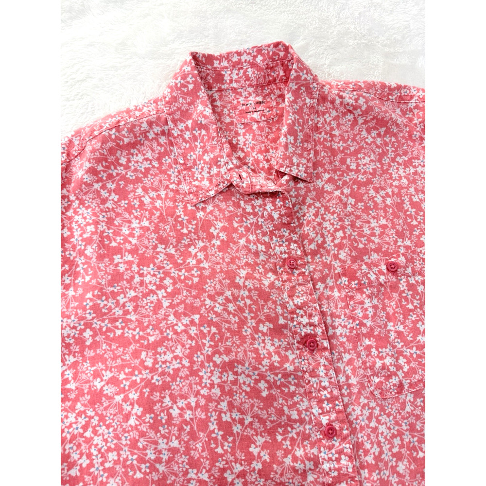 Floral Coral Button-Down Shirt